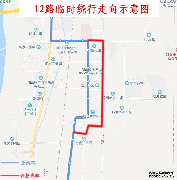 8月16日起 烟台市区12路、18路公交临时绕行