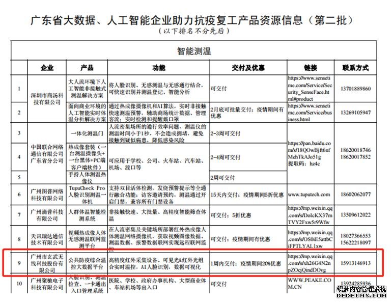 “玄武防疫系列方案”入库省/市抗疫产品名录，
