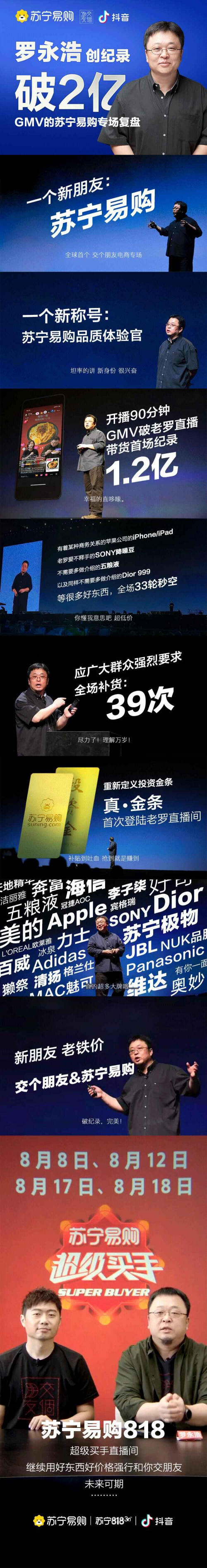 2亿！罗永浩抖音直播苏宁专场创带货新纪录！