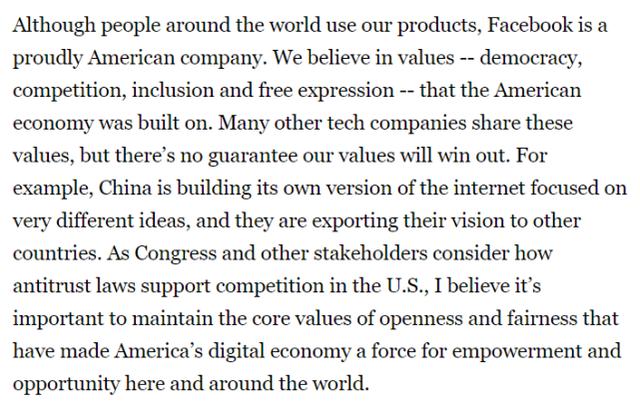 Facebook发声明批判中国：正打造截然不同的互联网